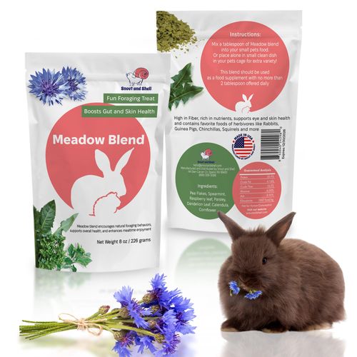 Snout and Shell 8 oz Meadow Blend – Natural Foraging Treat for Rabbits, Guinea Pigs & Chinchillas – High-Fiber Supplement