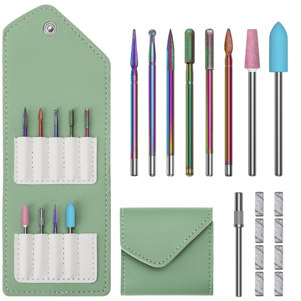 SENIGNOL Nail Drill Bits Set with Storage Bag, 3/32 inch Diamond Carbide Electric Nail File Bits, Professional Drill Bits Set for Acrylic Gel Nails, Cuticle Efile Remover Manicure