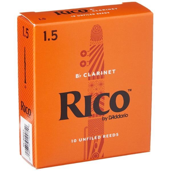 D'Addario Klarinettenblätter - Rico Bb Clarinet Reeds - RCA1015 - Stärke 1.5 - 10-Stück