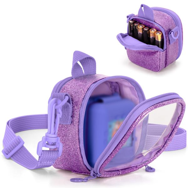 LoDrid Travel Carrying Case Compatible with Bitzee Interactive Toy Digital Pet, Storage Bag with Adjustable Shoulder Strap for Virtual Electronic Pets and Accessories, Purple, Bag Only