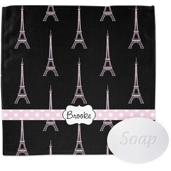 YouCustomizeIt Personalized Black Eiffel Tower Washcloth