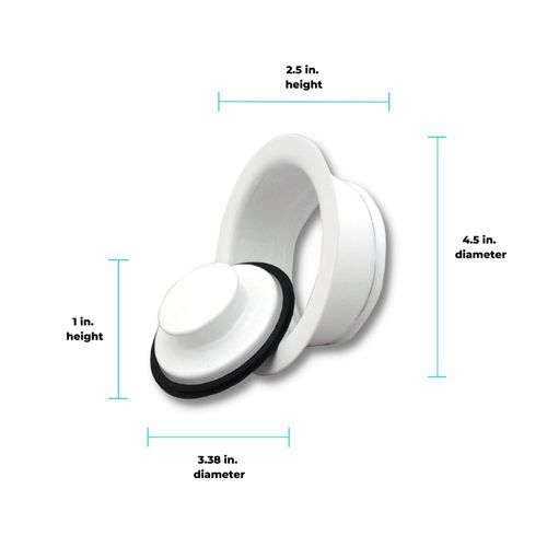 Kitchen 3-Bolt Garbage Disposal 3.5" Sink Drain Flange and Stopper Set, White