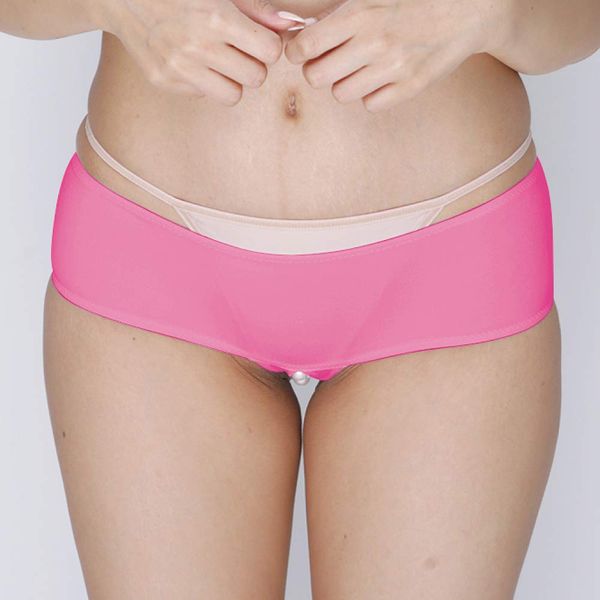 2-way stretch cropped pearls shorts rose