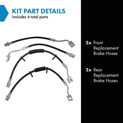 TRQ Front and Rear Brake Hose Set Compatible with 11-16 Durango 11-15 Grand Cherokee