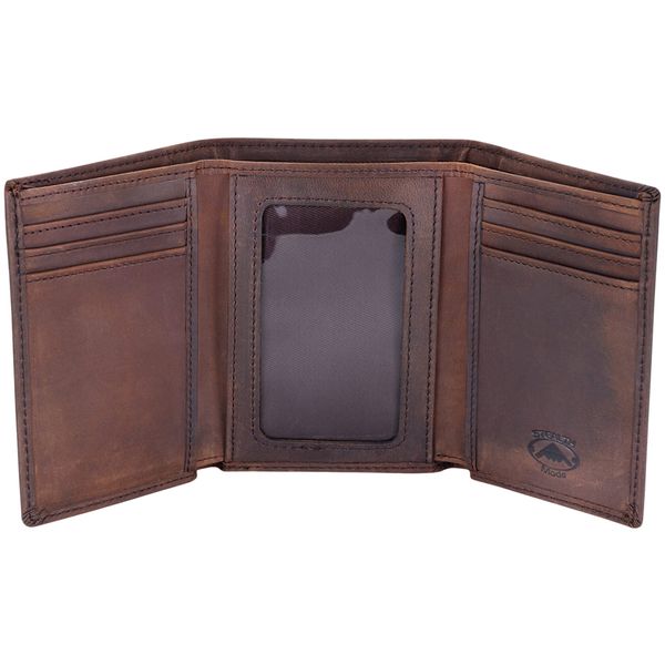 Stealth Mode Trifold Leather Wallet for Men with RFID Blocking (Brown)