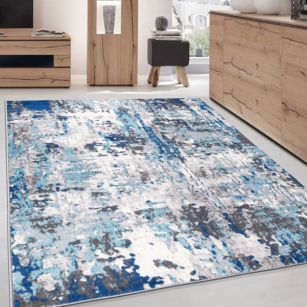 Rugshop Area Rugs Distressed Modern Abstract Rugs for Dining Room 8x10 Blue Rug