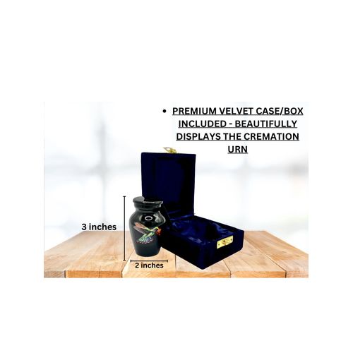 Humming Bird Small Urn for Human Ashes or Pet Ashes - Aluminum Cremation Mini Urn for Ashe - Memorial urn with Velvet Bag