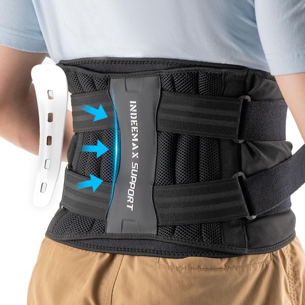 INDEEMAX Lower Back Support Belt for Man Women, Ergonomic Back Support for Sciatica Scoliosis Pain Relief, Breathable Lumbar Support for Daily Work