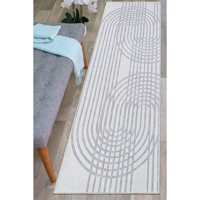 Rugshop Carpet Rug Runner Modern Contemporary Lines Machine Washable Rug 2x7 Rug