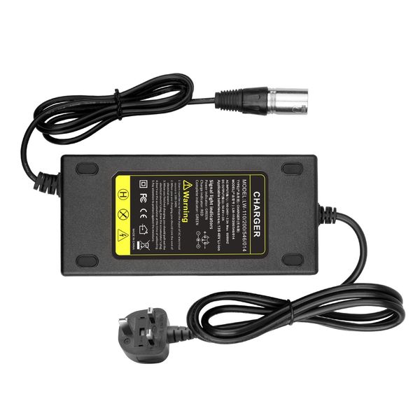 ARyee 54.6V 2A Battery Charger for Electric Scooter, Electric Wheelchair, Mobility Scooter, Motorcycle, EBike, 54.6V 2A Charger for 48V Lithium Battery, 3 Pin Male XLR Connector Battery Charger