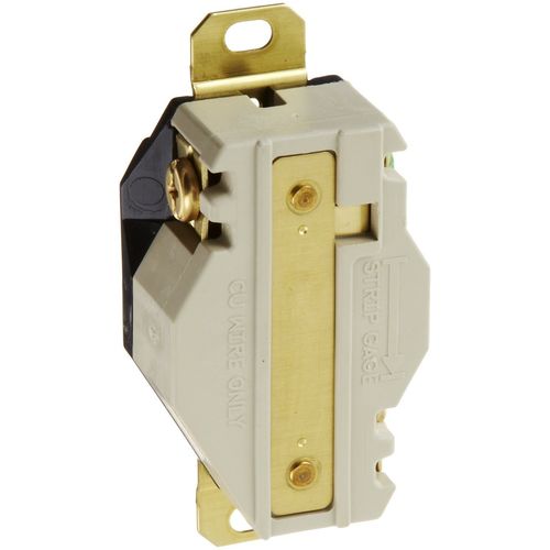 Locking Devices, Twist-Lock, Industrial, Flush Receptacle, 20A 250V AC, 2-Pole 3-Wire Grounding, L6-20R, Screw Terminal, Black