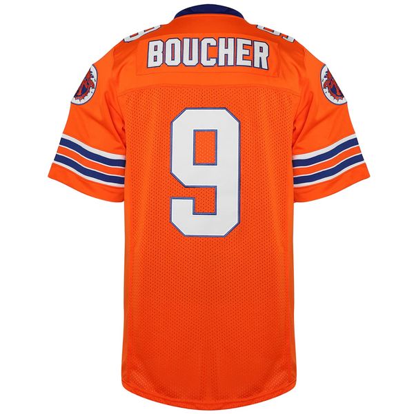 9 Bobby Boucher The Waterboy Adam Sandler Movie Mud Dogs Bourbon Bowl Stitched Football Jersey (Orange, Small)