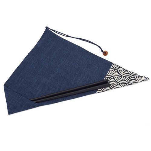 Chopsticks bag Seigaiha Pattern X Navy Cloth My Chopsticks Holder Handmade Made in Japan Japanese goods