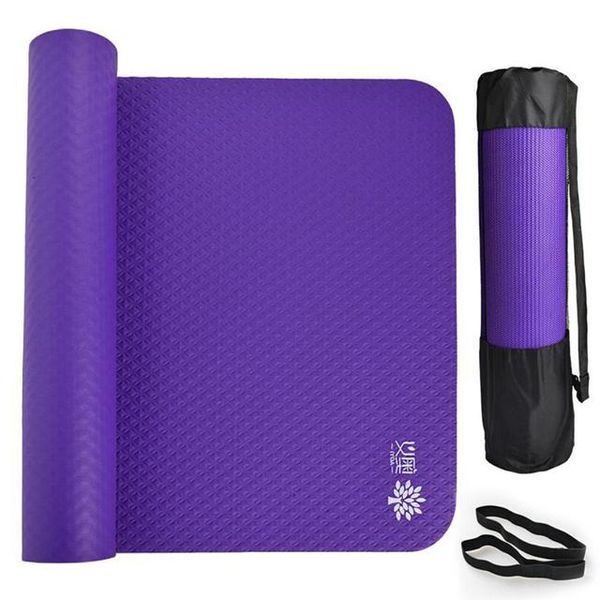 Gym Mat Rolling Mat Judo Mat Home Yoga Exercise Mat Thickness 15mm Color with carrying strap and bag, Purple