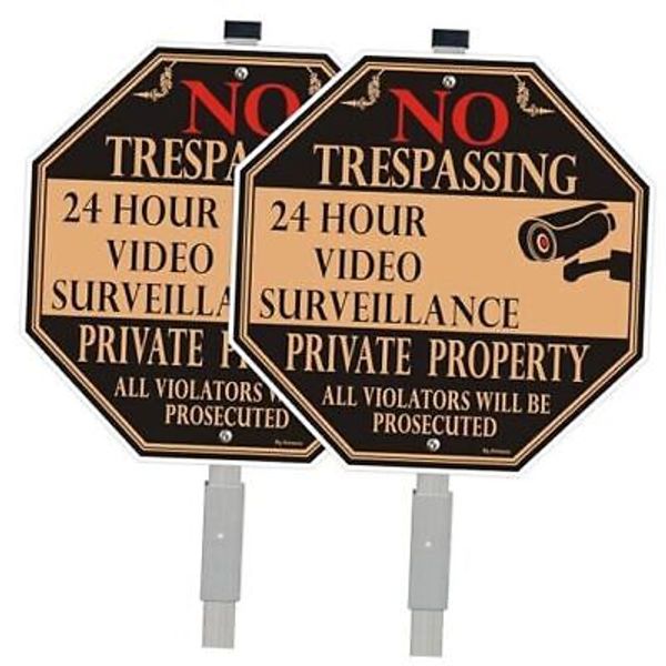 No Trespassing Sign Private Property with 28" Alloy Long 10" X 10" with stake