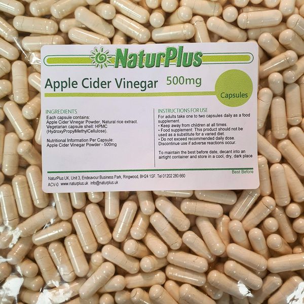 NaturPlus Apple Cider Vinegar Capsules 500mg - 365 Vegan Capsules - Premium Quality Supplement - Made in The UK