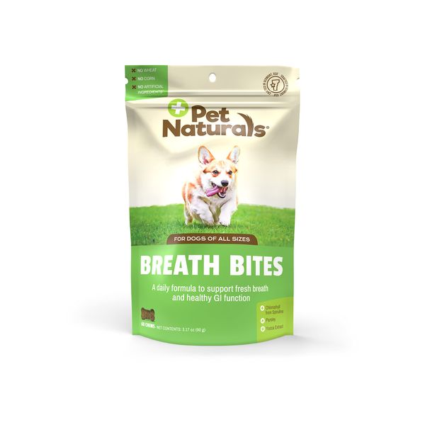 Pet Naturals Breath Bites Breath Freshener for Dogs, 60 Chews - Fresh Breath, Healthy GI Support and Dental Health