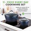 11 Pc Blue Diamond Nonstick Ceramic Cookware Set - Durable Pots and Pans with Co