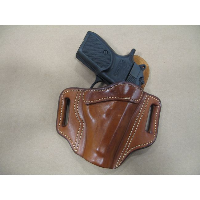 Azula OWB Leather 2 Slot Molded Pancake Belt Holster for Browning BDA .380 CCW TAN RH