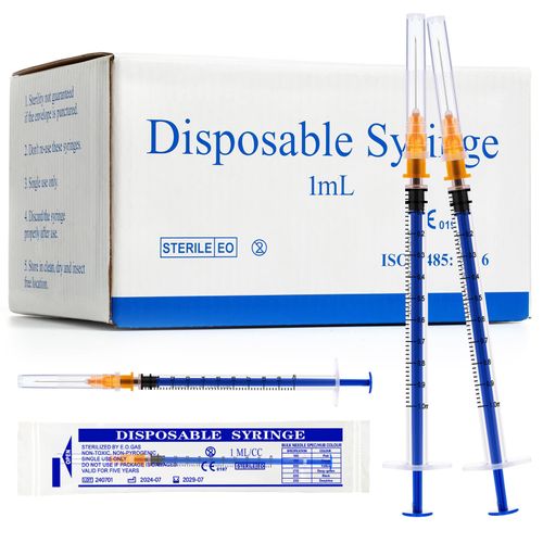 1ml/cc Syringe with 25Ga 1inch Lab Supplies, Disposable Individually Packaged, Pack of 100