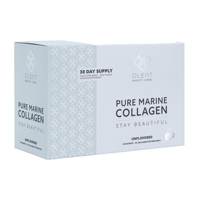 PLENT Pure Marine Collagen Unflavored - Hair, Skin, Nail Support Supplement Marine Collagen peptides - 30 Days Supply Box 30 sachets