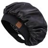 Hat Hut Satin Bonnet Silk Bonnet Sleep Cap for Women Hair Bonnet for Curly Natural Hair Sleeping Adjustable Wide Band Double Layer (Black)