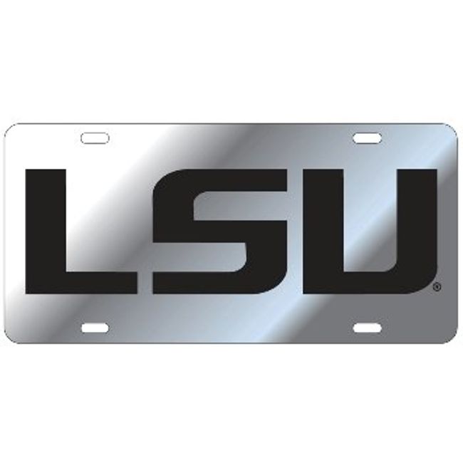 LSU Tigers Silver-Black Mirrored License Plate Tag