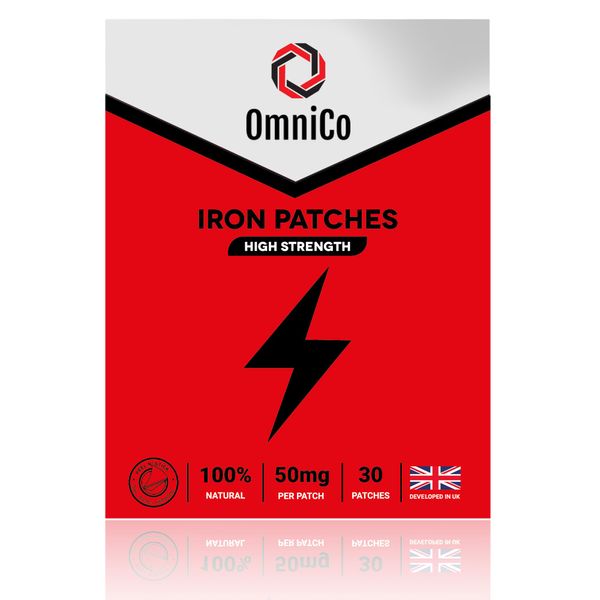 OmniCo Iron Patches – 50mg – High Strength - 30 Patches with Vitamin C – 100% Natural Ingredients – Transdermal Vegan Iron Supplement Patches for Energy - Iron Topical Patch for Men & Women