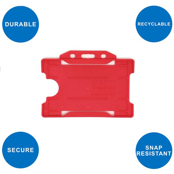 Identity-Plus: Red Rigid Open Faced Landscape ID Card Badge Pass Holder (50)