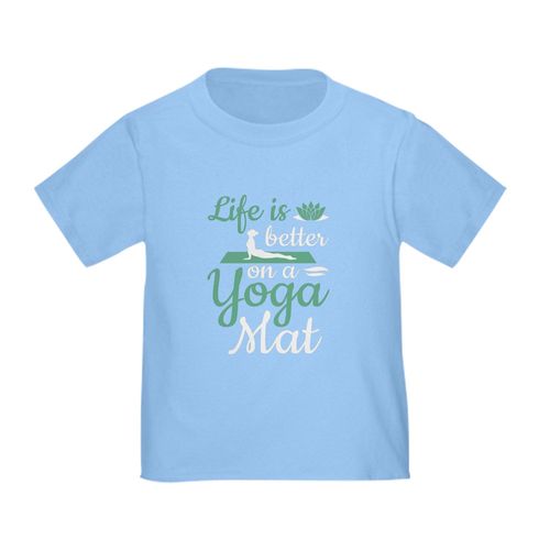 CafePress Meditation Life is Better On The Yoga Mat T Shirt Toddler Graphic Tee, 100% Cotton Baby Blue