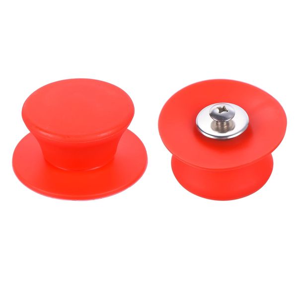 uxcell 2pcs Universal Heat Resistant Silicone Pot Lid Retention Handle Knob Grip for Kitchen Cookware Lid Cover Red