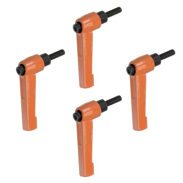 uxcell Adjustable Clamp Lever Handle M5x16mm Male Threaded Stud Bolt Knob Swivel Screw Lock Quick Release Ratchet Push Button Handle Orange 4pcs