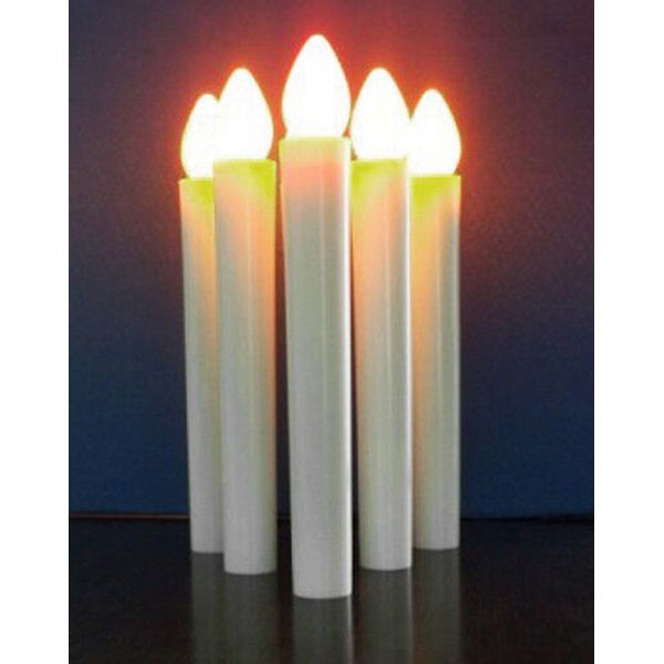 10 White Taper LED Battery Stick Candle Candleabra Wedding Table Room Decoration