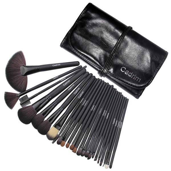 Pennelli Make Up,Cadrim 24 Set di pennelli professionali per trucco trucchi,pennelli trucco con borsa (24 Nero)