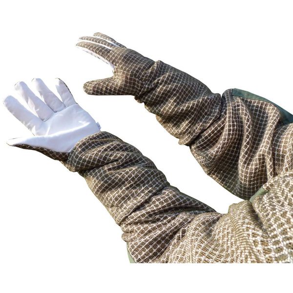 AGS Beekeeper gloves 3 layer ultra green ventilated bee keeping gloves beekeeping (Large)