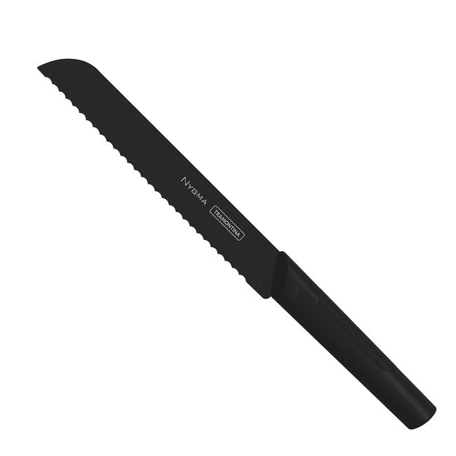 Tramontina 23682/108 Nygma Bread Knife, 8-Inch, Black, Boxed, Antibacterial Handle, Ultra-Lightweight, Made in Brazil