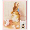 Beatrix Potter Peter Rabbit Enjoys Tea Party Counted Cross Stitch Pattern with Needles
