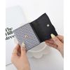 SecretDoor Compact Trifold Wallet, Ruffled Ribbon, Plain, Thin, Cute, Mini Wallet, Black