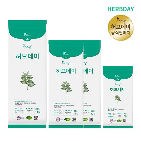 Herb Day Sanitary Napkin: 1 pack of large size + 2 packs of medium size + 1 pack of panty liner (50p) Official store Latest manufacturing date Fast delivery