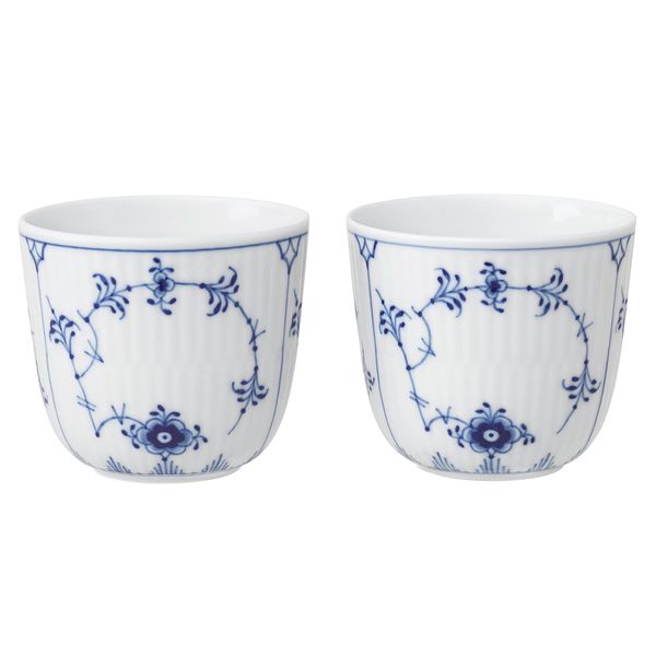 ROYAL COPENHAGEN 1062453 Royal Copenhagen Blue Fluted Plain Cup Pair Height 2.4 inches (6 cm), Wedding Gift, Gift