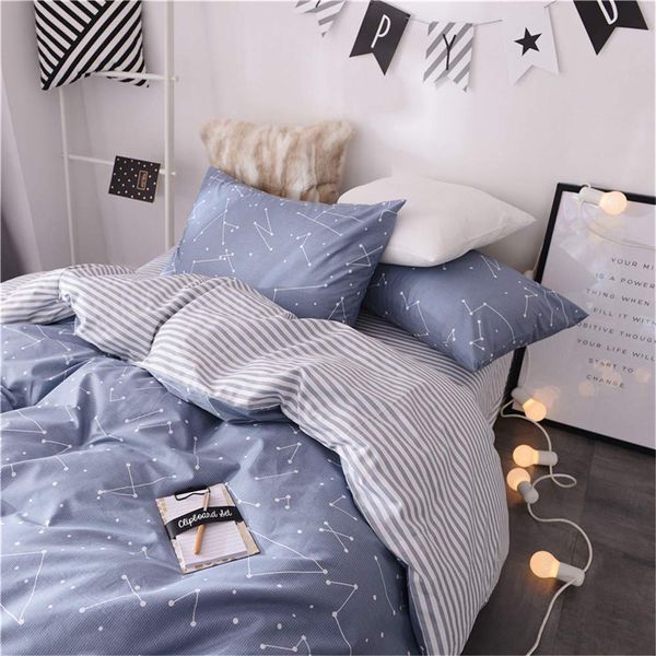 VM VOUGEMARKET Kids Duvet Cover Set Twin Blue,Premium Cotton Constellation Stars Printed Bedding Set,Galaxy Theme Comforter Cover with Zipper-Twin,Constellation