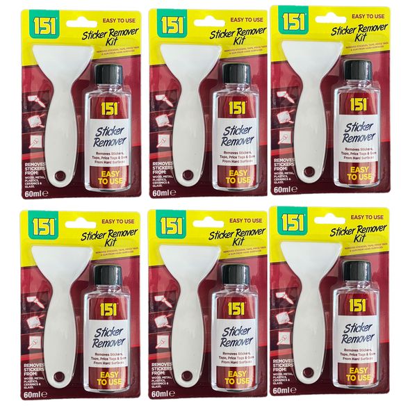 Sticker Remover Kit - 151 | Scraper Tool & Adhesive Removing Solution (60ml) by 151 (2, Sticker Remover Kit)