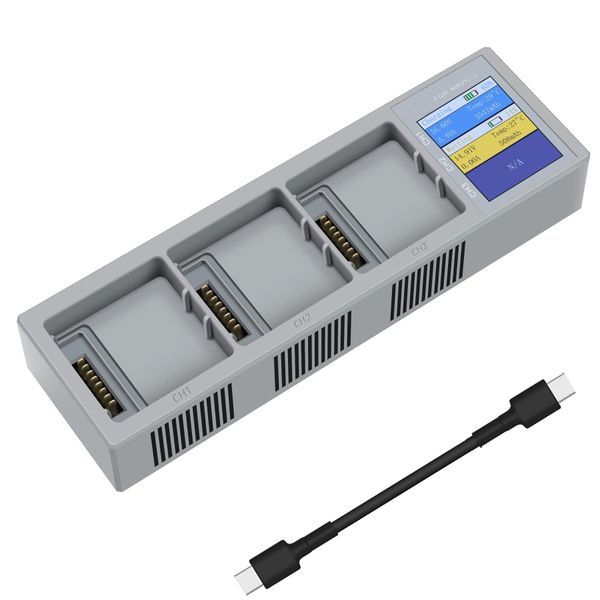 Triple Charge Powerhouse Mavic 3 Advanced LCD Multi-Battery Charging Station - Efficient, Informative, and Portable