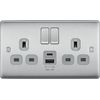 Generic BG Brushed Steel Double Socket with USB 12W Type A & Type C USB NBS22UAC12G