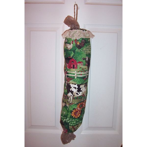 Bag Stuffer Plastic Grocery Bag Holder -  BARNYARD, COWS, PIGS, RED BARN, CHICKS