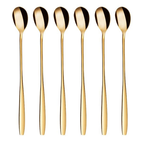 GRÄWE Königstein Series Long Drinking Spoons, Set of 6, Stainless Steel Gold