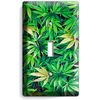 GREEN CANNABIS LEAF MARIJUANA SINGLE LIGHT SWITCH WALL PLATE MAN CAVE ROOM DECOR