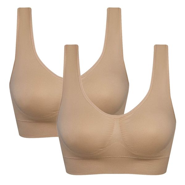 Women's Comfort Workout Sports Bra Low-Impact Activity Sleep Bras 2 Beige 4XL