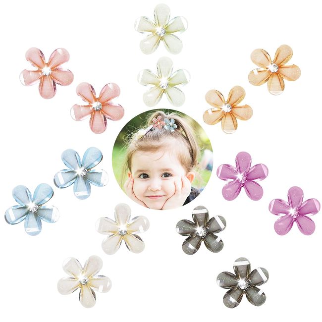 14 Stück Mini Diamant Haarspangen, Flower Hair Clip, Haarschmuck Einschulung, Haarschmuck Hochzeitsgast, Haarspangen Damen Klein, Haarschmuck Blumen. 7 Farben