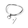 18" Brushed Stainless Steel Curved Bondage Collar with Removable Single Ring